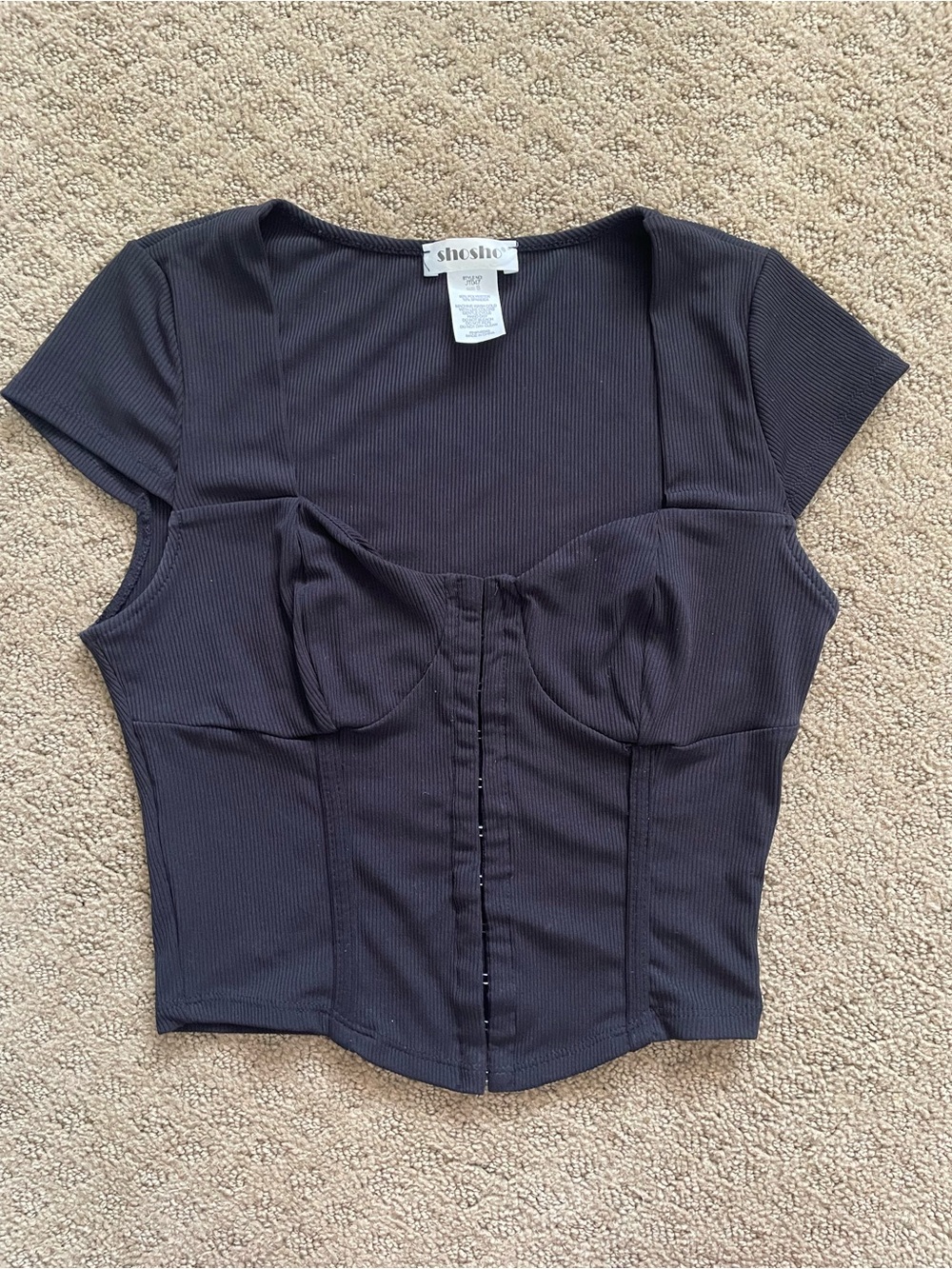 Hook and eye closure bustier top